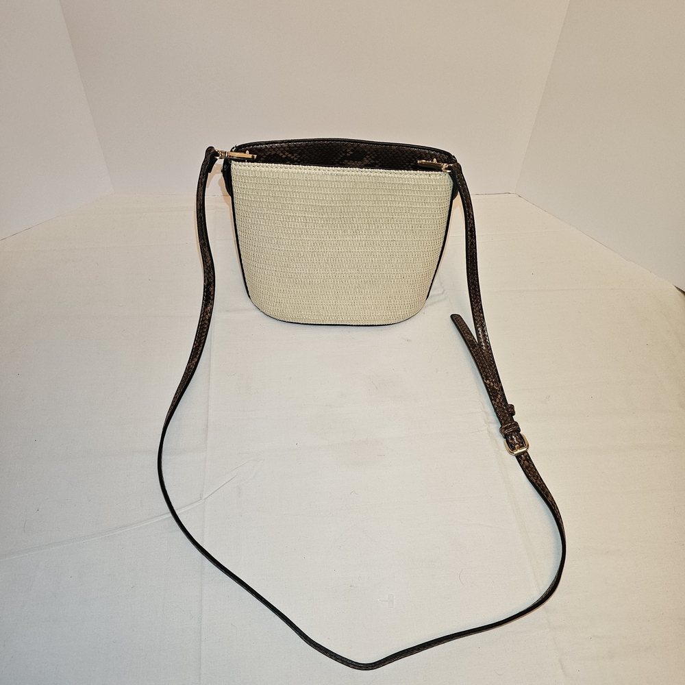 Elegant Cream and Brown Crossbody Bag